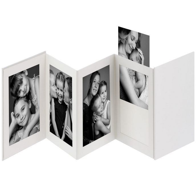 White leather accordion photo album