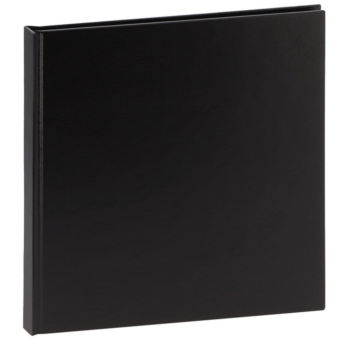 Square black leather photo album